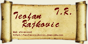Teofan Rajković vizit kartica